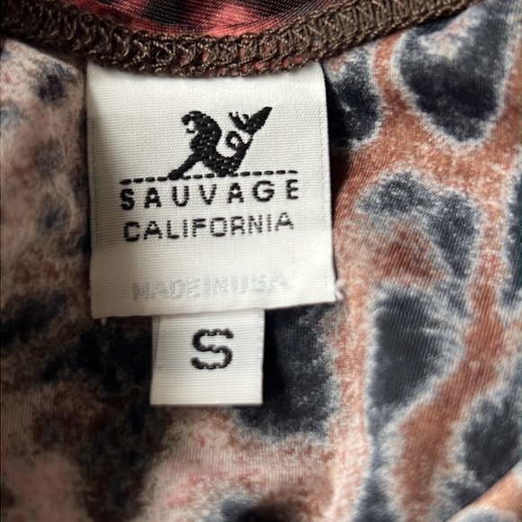 Sauvage Animal Print Side Lace One Piece Size Small Pink & Brown - Picture 11 of 14